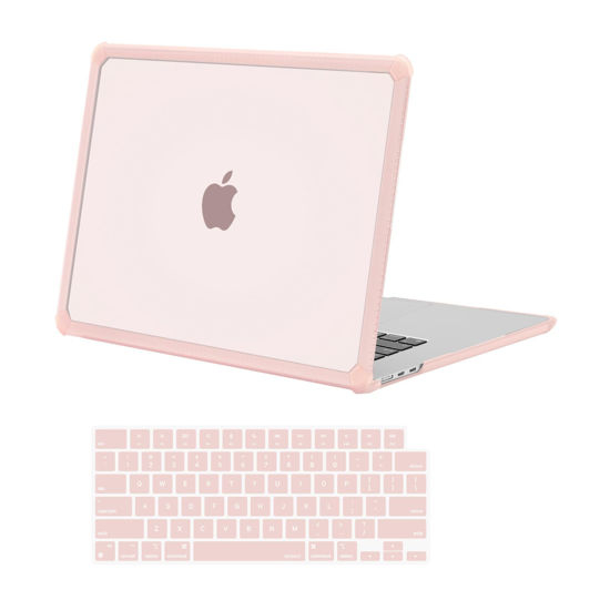 Picture of MOSISO Compatible with MacBook Air 15 inch Case 2025 2024 2023 Release M3 A3114 M2 A2941 Touch ID, Anti-Cracking&Anti-Fingerprint Heavy Duty Hard Shell with TPU Bumper&Keyboard Cover, Pink