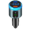 Picture of ILOKEY Bluetooth 5.0 Car FM Transmitter for Car 12V~24V Noise Cancelling MP3 Player 7 Color LED Charger Adapter Supports QC 3.0 Fast Charge Handsfree Call TF Card USB Flash Drive (black-BC52)