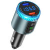 Picture of ILOKEY Bluetooth 5.0 Car FM Transmitter for Car 12V~24V Noise Cancelling MP3 Player 7 Color LED Charger Adapter Supports QC 3.0 Fast Charge Handsfree Call TF Card USB Flash Drive (black-BC52)