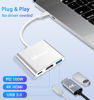 Picture of AKWOR 3 in 1 USB C to HDMI Adapter Multiport, 4K Digital AV Adapter USB C Hub with USB 3.0 OTG PD 100W Compatible for iPhone 15 Series, MacBook, iPad Air/Pro, Samsung S24 to HDTV Projector Monitor