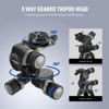 Picture of NEEWER 3 Way Geared Tripod Head with 360° Pan Arca Type QR Plate, Millimeter Micro Adjustment, Aluminum Alloy 3 Axis Pan Tilt Head with Quick Switch Large & Fine Dual Modes, Max Load 13.2lb/6kg, TH16