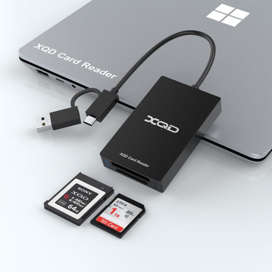 Picture of XQD Card Reader - XQD SD Card Reader Dual-Slot USB/Type C Memory Card Reader - 5Gpbs Sony XQD Reader for Sony G/M Series, Lexar 2933x/1400x USB Mark XQD Card,SD/SDHC for iPhone 15/Windows/Mac/Android