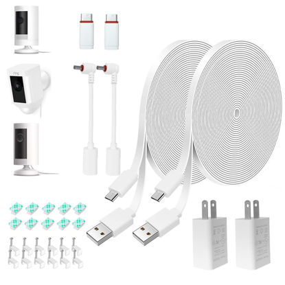 Picture of 26FT Power Adapter and Cable for Ring Camera, Ring Stick Up Cam Battery, Ring Spotlight Cam Battery/Pro/Plus, Blink Outdoor 4 (4th Gen), EufyCam 3C, Weatherproof Charging Power Cord with Charger,2Pack