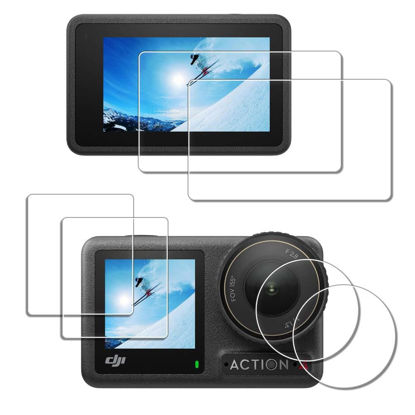 Picture of iDaPro Screen Protector for DJI Osmo Action 4 LCD + Small Screen + Lens Protector [2+2+2 Pack] Tempered Glass Scratch resistance Easy Installation