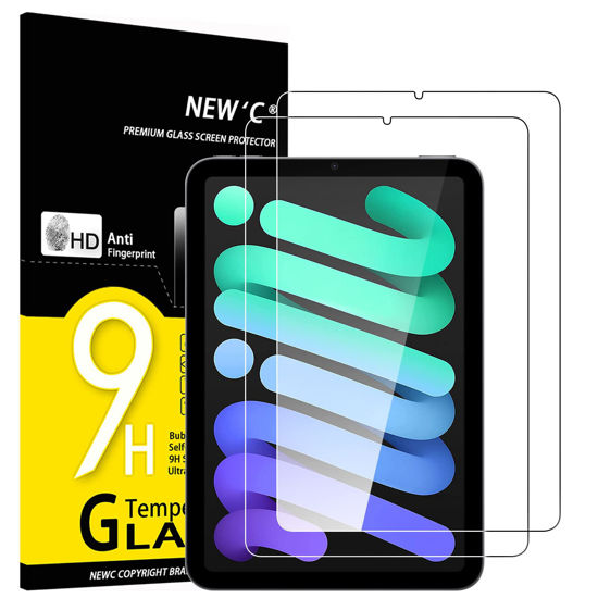 Picture of NEW'C 2 Pack Designed for iPad mini 7 (A17 Pro, Model 2024, 7th Generation) / mini 6 (Model 2021, 6th Generation), 8.3 inches Screen Protector Tempered Glass, Bubble Free, Ultra Resistant