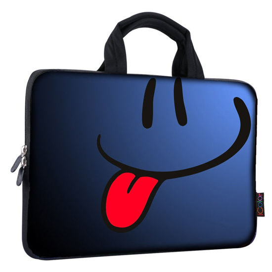 Picture of icolor Smile 14 15 15.4 15.6 inch Laptop Handle bag Computer Protect Case Pouch Holder Notebook Sleeve Neoprene Cover Soft Carring Travel Case for Dell Lenovo Toshiba HP Chromebook ASUS Acer ICB-05