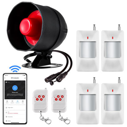 Picture of WiFi Alarm Home Security System with APP, 120dB Alarm System with Motion Sensor and Remote Control, Home Alarm System for Shed Garage Alarm