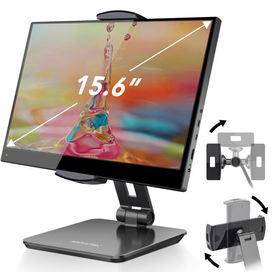 Picture of AboveTEK Business Kiosk Aluminum Tablet iPad Stand, 360° Swivel Tablet & Phone Holders for Any 4"-15.6" Display Tablets/Cell Phones/Portable Monitor, Sturdy for Store POS Office (Grey)