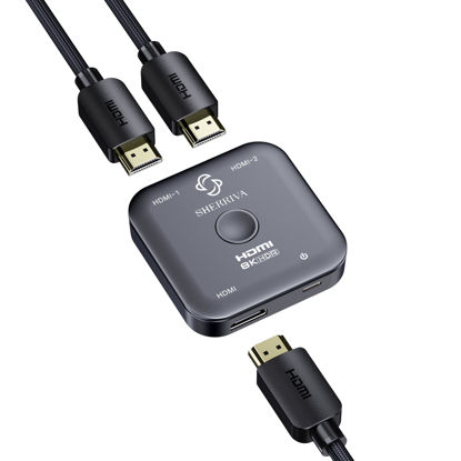 Picture of SHERRIVA 10K 8K HDMI Switch - HDMI Switch 2 in 1 Out, HDMI Splitter Switcher, Bi-Directional HDMI Hub, Supports 8K@60Hz, 4K@240Hz, Compatible with PS5/4, Xbox, Fire Stick, Apple TV, Projector
