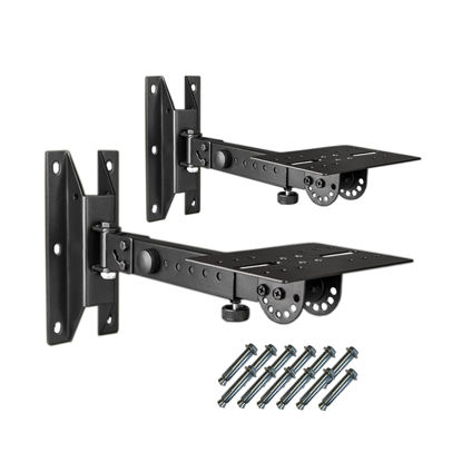 Picture of BIGalleons SPS-508 Speaker Wall Mount Stand, Rotatable Angle, Adjustable Swivel Tilt Speaker Mount Bracket, Home Surround Sound System 100 lbs Capacity (2 Packs, Black)