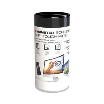 Picture of Monster ScreenClean Soft Touch Wipes, Screen Cleaner Wipes for Computer Screens, TV, Phones, Tablets, and Car Touch Screens, Home Office, 70 Count