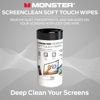 Picture of Monster ScreenClean Soft Touch Wipes, Screen Cleaner Wipes for Computer Screens, TV, Phones, Tablets, and Car Touch Screens, Home Office, 70 Count