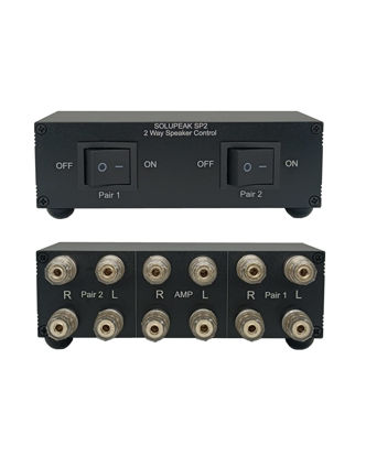 Picture of Premium 2 Zone Speaker Selector Switch Box, 2 Way Stereo Audio Speaker Switcher Distribution Box for Multi-Channel High Powered Amp A B Switches -SOLUPEAK SP2