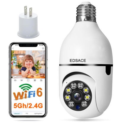 Picture of 5G Light Bulb Security Camera Wifi Dual Band ,360 degree 1080P Security Camera, Wireless Indoor Camera Full Color,Smart Dome Camera with Auto Tracking, Light Socket Camera Surveillance PTZ Camera