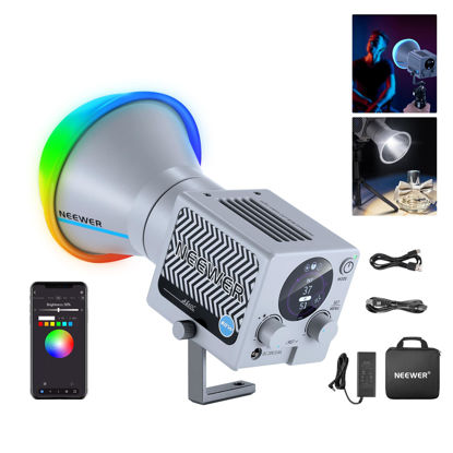 Picture of NEEWER 60W Portable RGB LED Video Light Handheld Fill Light, APP/2.4G/Panel Control 18 Scenes 8700Lux/1m 2700-6500K CRI97+ Dimmable COB Continuous Output Lighting for Video Recording Streaming, HS60C