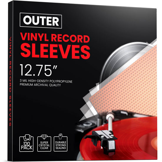 Picture of 120 Pack Vinyl Outer Sleeves - 12.75-inch Vinyl Record Sleeves - 3mil Thick Vinyl Record Storage Outer Sleeves for Vinyl Records - Anti-Static Vinyl Record Sleeves Outer, Dust, Moisture Protection