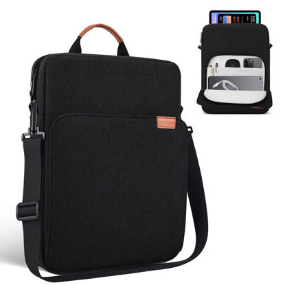 Picture of 9-11 Inch Tablet Sleeve iPad Carrying Bag for 11 inch iPad Pro M4 /11 inch iPad Air M2, Samsung Galaxy Tab S9+ Plus/S9 FE+ 12.4", Fire Max 11/ HD 10", iPad 10th Case with Strap, Black