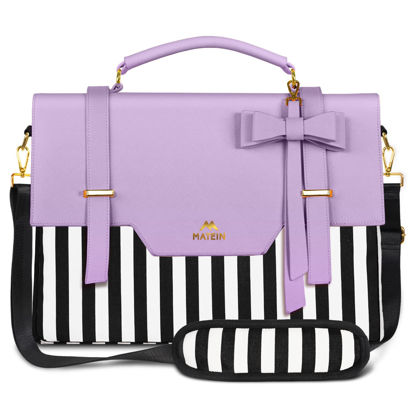 Picture of MATEIN Laptop Tote Bag for Women, 15.6 inch Cute Computer Sleeve Case Briefcase with RFID Pocket for Nurse Teacher, Lightweight Messenger Carrying Shoulder Handbag, Sister Gift for Office Work, Purple
