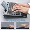Picture of JOYACCESS Wireless Keyboard,Ergonomic Wireless Keyboard with Wrist Rest,Computer Keyboard with Phone Holder, Volume Knob, 2.4 GHz Wireless USB Receiver - for Computer Mac PC Laptop - Black Grey