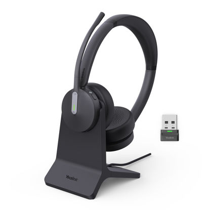 Picture of Yealink BH70 with Stand Wireless Bluetooth Headset with Microphone for Work, up to 35h Talking Battery Life, 3 Noise Cancellation Mics, Teams Certified, ≤90min Fast Charging, NO Power Adapter Needed