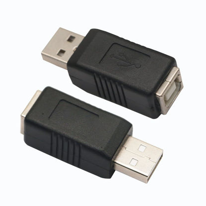 Picture of ZJKJHJY USB 2.0 Printer Adapter, 2 Pack USB Type A Male to Type B Female Printer Scanner Cord, for Hard Drive Scanner Printer Adapter