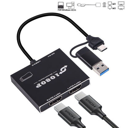 Picture of AMANKA USB 3.0 or USB C to HDMI Adapter for Dual Monitors, Type C to HDMI Converter for MacBook, USB A/C to HDMI Splitter Extended Display 1080p Output for Mac and Windows