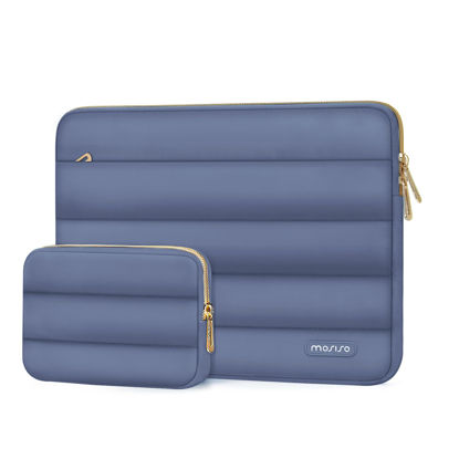 Picture of MOSISO 13-14 inch Laptop Case, 13.3 inch Puffy Laptop Sleeve Compatible with MacBook Air 13 13.6 M3 M2 M1/Pro 13/Pro 14, HP, Dell, ASUS, Lenovo, Polyester Horizontal Bag with Small Case, Lavender Gray