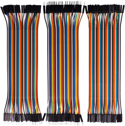 Picture of 120pcs Multicolored Dupont Wire 40pin Male to Female, 40pin Male to Male, 40pin Female to Female Breadboard Jumper Ribbon Cables Kit Compatible with Arduino Projects