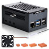 Picture of GeeekPi Aluminum Case for Raspberry Pi 5, with 4010 PWM Fan and Copper Heatsinks for Raspberry Pi 5, Support Official Raspberry Pi 5 Active Cooler, X1000/X1001/X1003/N04/N05 PCIe Peripheral Board