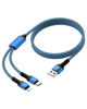 Picture of Multi USB Charging Cable USB to USB C and Lightning Cable, 4ft Braided 2 in 1 Fast USB Cable with Type C/Lighting Port for iPhone 16 Pro Max 15 14 13 12 Samsung Google iPad Multiple Phone Charger Cord
