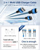 Picture of Multi USB Charging Cable USB to USB C and Lightning Cable, 4ft Braided 2 in 1 Fast USB Cable with Type C/Lighting Port for iPhone 16 Pro Max 15 14 13 12 Samsung Google iPad Multiple Phone Charger Cord
