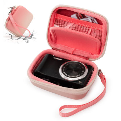 Picture of Cwatcun Digital Camera Case, Small Camera Pouch Carrying & Protective Case for AbergBest 2.7" LCD Kodak Pixpro/Canon PowerShot ELPH 180/190 / DSCW830 Travel Cameras, Waterproof Shockproof Case, Pink