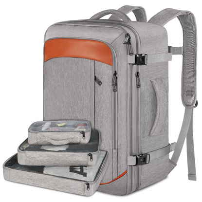 Picture of Vancropak Carry on Backpack, Extra Large 40L Airline Approved Travel Backpacks with 3 Packing Cubes for Women Men, Water Resistant Expandable Overnight Luggage Daypack Business Weekender Bag, Grey