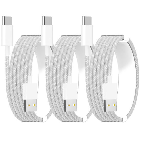 Picture of [Apple MFi Certified] iPhone 16 Car Carplay Cable Fast Charging Cable, 3Pack 6ft 60W USB A to USB C Nylon Braid Cord Screen Data Sync for iPhone 16 Pro/15 Pro Max/16 Plus,iPad Pro, Air, Mini, iPad10