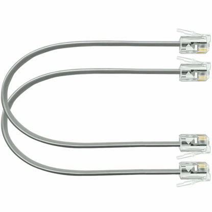 Picture of NECABLES 2Pack 8 Inch Short Phone Cord Short Telephone Cord Short Phone Line Cord RJ11 6P4C Male to Male for Landline