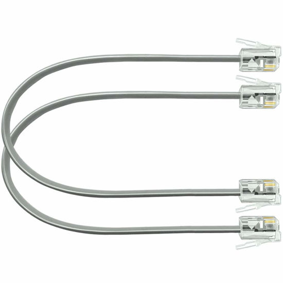 Picture of NECABLES 2Pack 8 Inch Short Phone Cord Short Telephone Cord Short Phone Line Cord RJ11 6P4C Male to Male for Landline