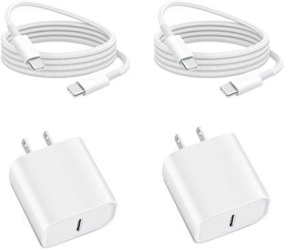 Picture of Fast Charging for iPhone 16 Charger,2Pack 20W USB C Wall Charger Plug Block with Type C Charging Woven Cable for iPhone 16/16 Plus/15 Pro/15 Pro Max/iPad Pro 12.9/iPad Pro 11/iPad Air 5/iPad 10/Mini 6