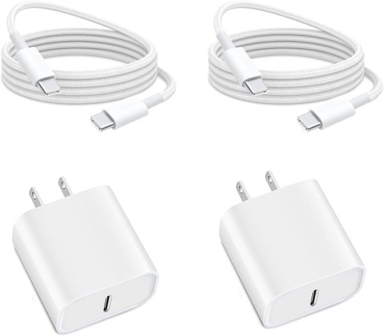 Picture of Fast Charging for iPhone 16 Charger,2Pack 20W USB C Wall Charger Plug Block with Type C Charging Woven Cable for iPhone 16/16 Plus/15 Pro/15 Pro Max/iPad Pro 12.9/iPad Pro 11/iPad Air 5/iPad 10/Mini 6