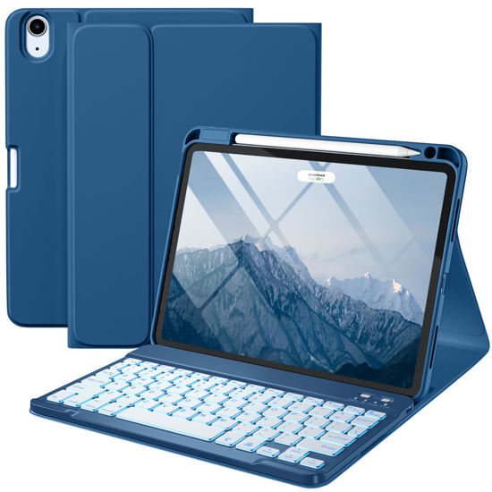 Picture of Harvopu Compatible with iPad Air 11-inch M2/ 10.9 Inch Air 5th 4th Generation Case with Keyboard - Backlit Detachable, Folio Cover with Pencil Holder for iPad Air 11 2024/ Air 5/ Air 4 (Abyss Blue)