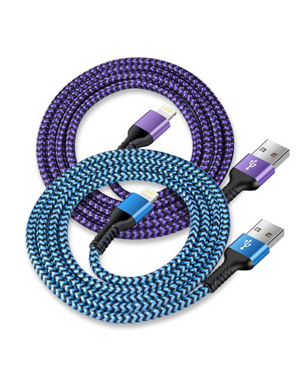 Picture of USB to Lightning Cable, 2Pack/10Ft Braided iPhone Charger Cords, Apple Certified Fast Charging Power Wire for iPhone 14 13 Pro Max 12 11 Mini SE 10 XR XS X 8 Plus 7 6 6s, Lightening Cords Quick Charge