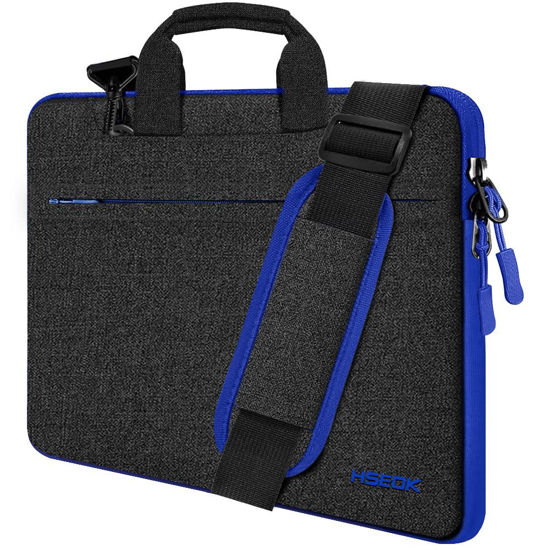 Picture of Hseok Laptop Shoulder Bag 13 13.3 14 Inch Case Compatible with MacBook Pro 14 2023-2021 M1 M2,MacBook Air/pro 13-13.3 Inch and Most Popular 13-14 Notebooks,Spill-Resistant Briefcase, Black & Blue
