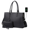 Picture of Laptop Bag for Women 17 inch Casual Work Bags for Women with USB Charging Port Laptop Tote Bag for Women with Clutch Purse (Black)