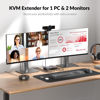 Picture of HDMI USB KVM Extender Dual Monitor Over Cat5e/6/6a/7 up to 1080p@60Hz 197ft, Zero Latency Extended Dual View, Display 2 Monitors with 4 USB 2.0 Ports for Keyboard/Mouse, HDCP 1.4, PoC, Plug and Play