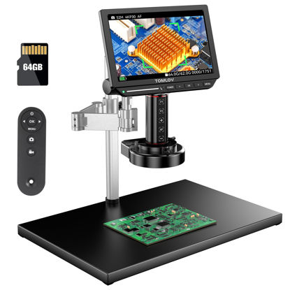 Picture of TOMLOV 4K Autofocus Microscope TM4K-AF Max, 10.1" HDMI Digital Microscope with Spin Flex Arm, Micro Soldering Microscope for Electronics Repair, 52MP Error Coin Microscope Full View, Ring Light, 64G