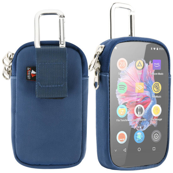 Picture of TXEsign MP3 & MP4 Player Carry Case Bag with Clear Window Travel Carrying Case for 4" Touch Screen MP3 MP4 Player Case Storage Bag with Inner Pocket for Earphones, USB Cable, Memory Card (Royal Blue)
