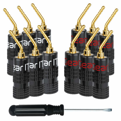 Picture of GearIT Pin Banana Plugs for Speaker Wire (6 Pairs, 12 Pieces), 2mm Pin Plug Screw Type, 24K Gold Plated Connectors (Support 12 AWG to 20 AWG Wires)