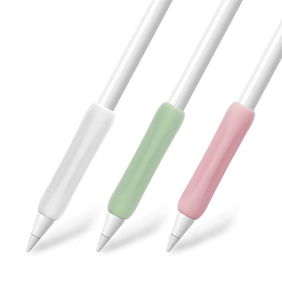 Picture of KELIFANG [3 Pack] Silicone Grip Holder Protective Sleeve Cover Case Accessories Compatible with Apple Pencil 1st and 2nd Generation (Pink, White, Green)