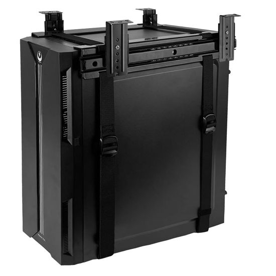 Picture of FEYRUN Under Desk Slide Out PC Mount with Anti-Scratch Sponge, Adjustable CPU Holder Bracket for Computer Tower (Black (Slide Access))