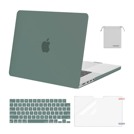Picture of MOSISO Compatible with MacBook Pro 16 inch Case 2025 2024 2023 2022 2021 M4 M3 M2 M1 A3403 A3186 A2991 A2780 A2485 Pro Max, Plastic Hard Shell&Keyboard Cover&Screen Film&Storage Bag, Midnight Green