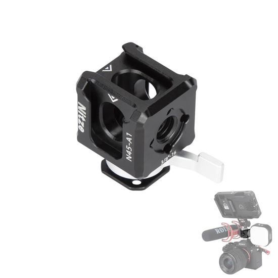 Picture of Nitze Triple Cold Shoe Adapter with 1/4" Threaded Hole, 1/4" and 3/8" ARRI Locating Holes, Quick Release Cold Shoe Mount for Monitor Mount, Magic Arm, LED Light and Microphone - N45-A1